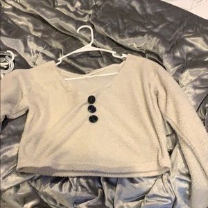 Crop top, teddy bear long sleeve